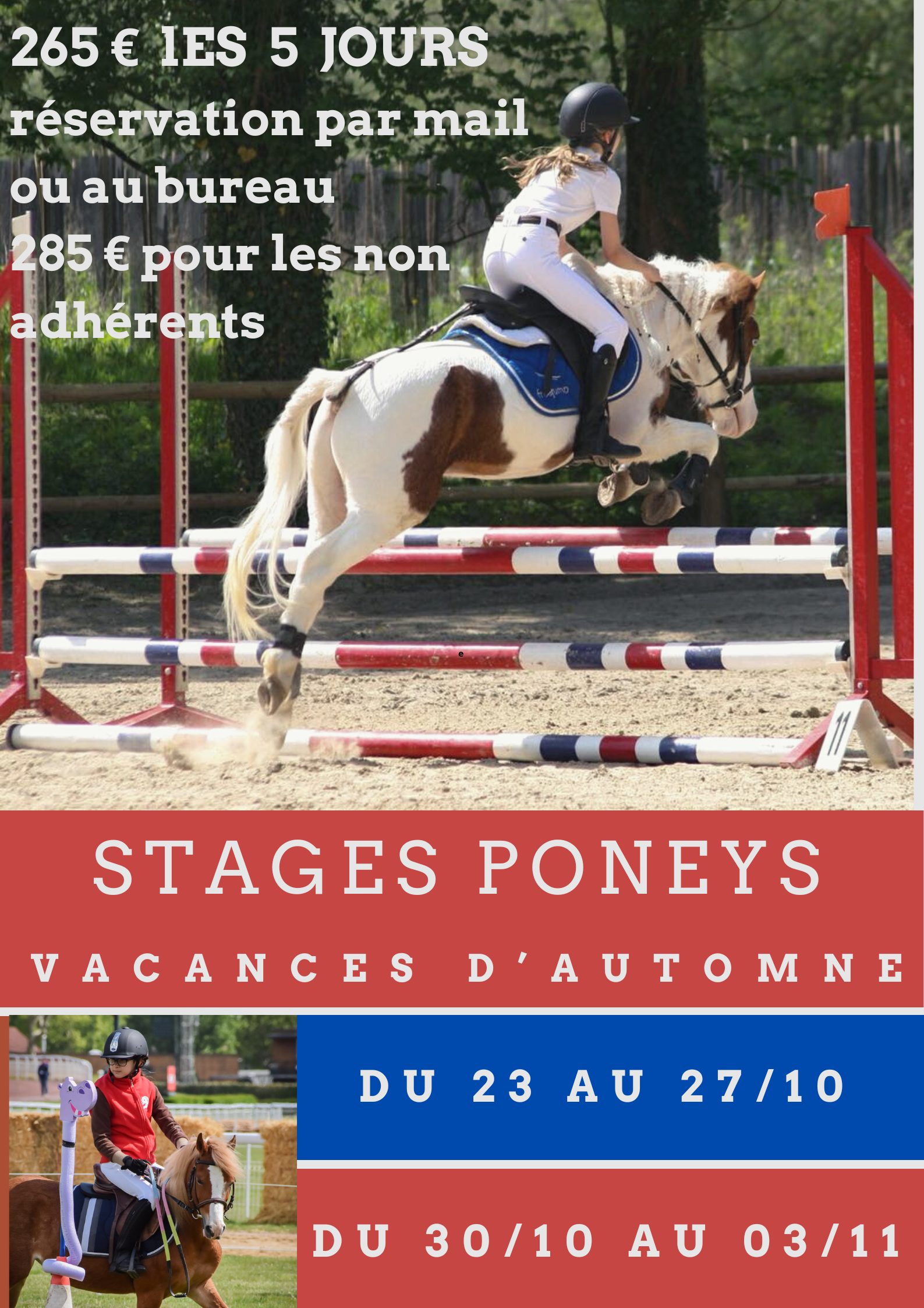 Stages Poneys Automne 2023 Ecole d'Equitation de la Forêt d'Andilly